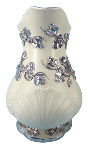 Villeroy & Boch Mettlach Pitcher Silver Luster Flowers Shells Antique Rare - Picture 5 of 12