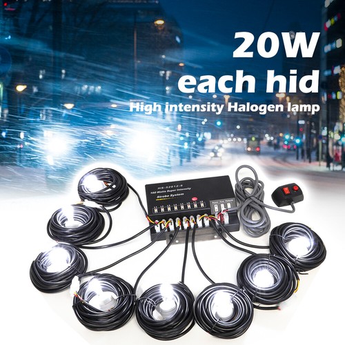 160W 8 HID Bulbs Hide-a-way Emergency Strobe Warning Light System Kit-White - Picture 5 of 13