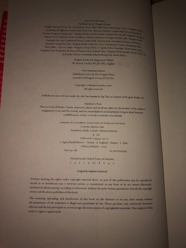 Strawberry Fields by Marina Lewycka, Hardcover, 1st/1st - Picture 3 of 5