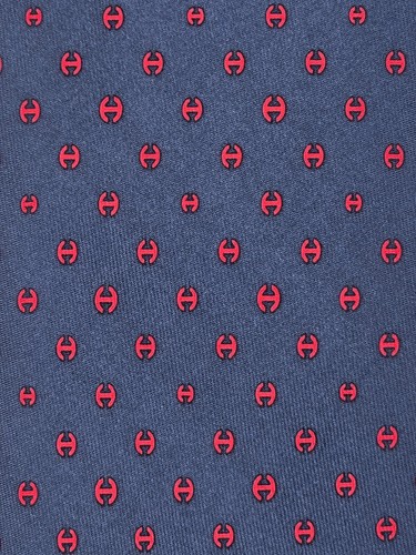 HERMES TIE 605864 IA Red Maillon Figura H en Corbata de Seda Azul Oscuro - Imagen 4 de 6