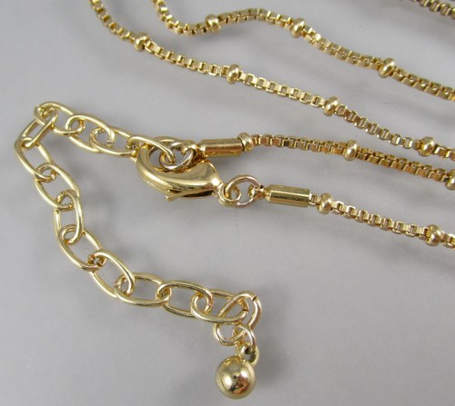 Vintage goldfarbene Kette Metallperlen Perlenstationen 38" - 41" verstellbare Halskette 7184 - Bild 7 von 9