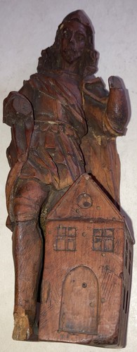 "Figura antigua escultura de caballero medieval tallada en madera 17/18 de 8""" - Imagen 8 de 20