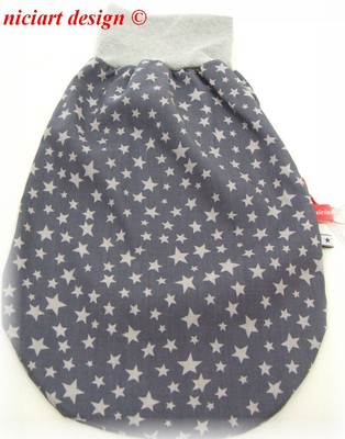 NICIART ♥NEU PUCKSACK ♥ BABY SCHLAFSACK ♥ STERNE grau rosa♥ Baumwolle /& MOLTON ♥