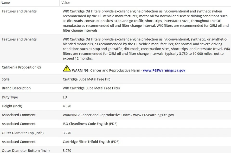 Filtro de óleo tipo fabricante de equipamento original WIX para VOLVO S80 2008-2015 L6-3.0L - Imagem 3 de 4