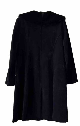 Celine by champion donna taglia 3XL velluto giacca lunga cappotto collo pelliccia nero - Foto 2 di 19