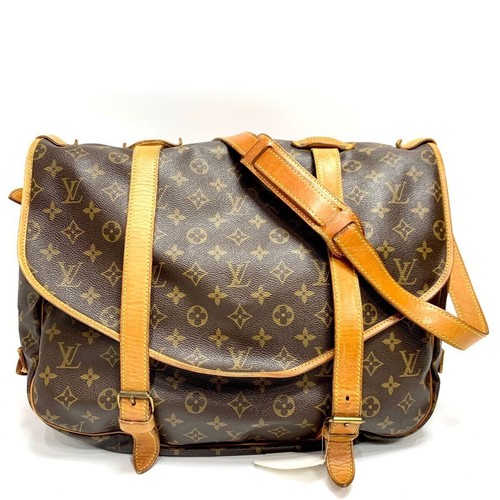 Louis Vuitton Monogram Shoulder Bag Saumur Crossbody Brown Unisex Authentic