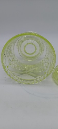Antique HTF 1885 Vaseline glass Richard Hartley covered sugar lidded Container - Picture 6 of 13