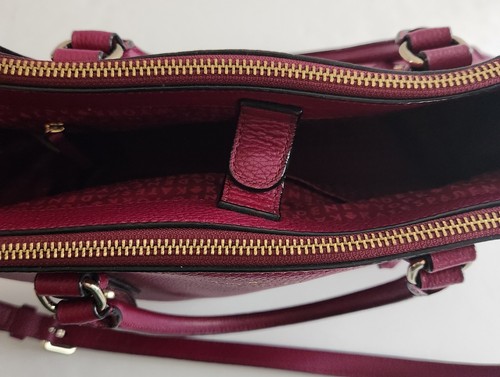 Kate Spade Tote Mulberry Street Leighann Large Burgundy Pebble Grain Leather Bag - Picture 10 of 21