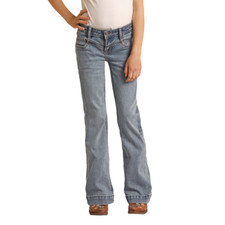 Rock  Roll Cowgirl  Girl's Front Yoke Light Wash Trouser RRGD5MR0G5