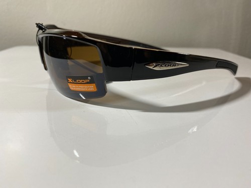 Men's wrap around sunglasses with brown frame and brown tinted lenses