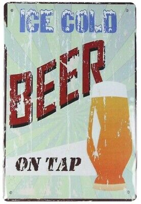 ICE Cold Beer on Tap Tin Sign Sealed in Plastic Beautiful Coloring & Graphics! 