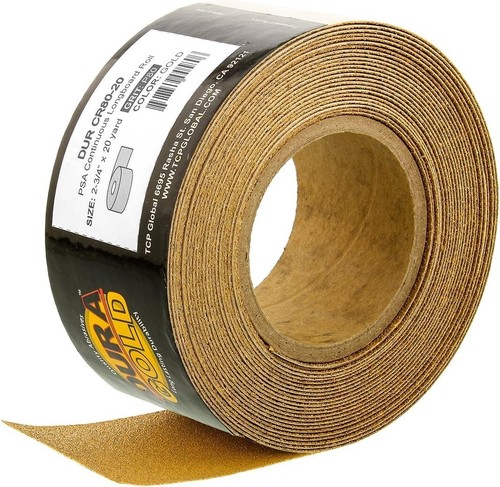 80er Körnung Gold Haftklebepapier Rolle - 20 Yard, 2-3/4" breit Endlos Blätter - Bild 3 von 7