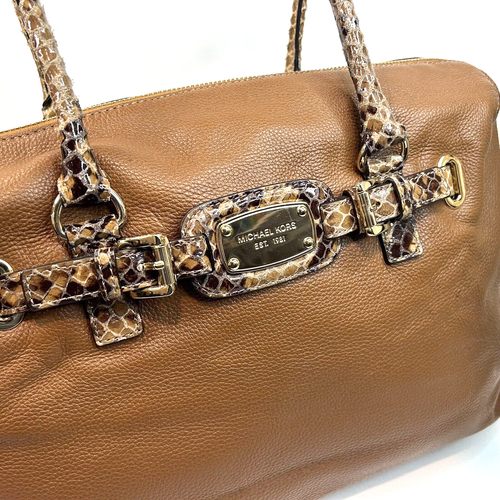 #Authentic MICHAEL KORS Hamilton Weekender Acorn Brown Leather Zip top XL Tote - Picture 9 of 11