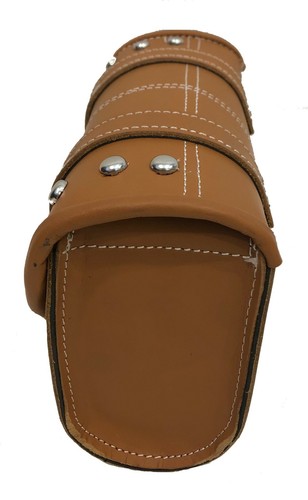 10" BROWN STUDDED MOTORCYCLE LEATHER WINDSHIELD TOOL BAG FOR HARLEY - DX25 - Picture 3 of 5