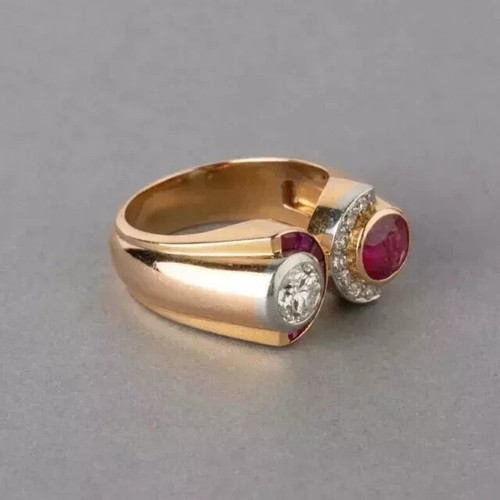 2Ct Round Lab-Created Pink Ruby Women's Band Ring 14K Yellow Gold Plated - Picture 5 of 10