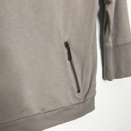 Witchery Womens Small S Gray Cream Zippered Pullover Sweatshirt 3/4 Sleeve Crew - Picture 4 of 7
