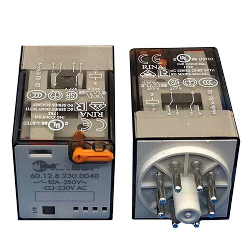 2Pcs 60.12.8.230.0040 230VAC Intermediate Relay 8Pins 10A 250VAC - Picture 1 of 3