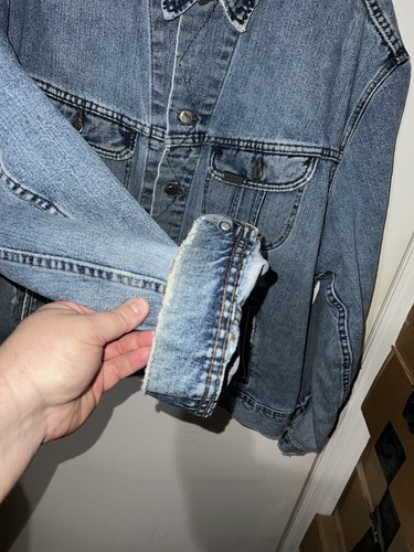 Usado en Excelente Condición Para Hombres 80’s Vintage Lee Remachado Azul Jean Denim Chaqueta de Camionero Hecha en EE. UU. XXL - Imagen 9 de 15