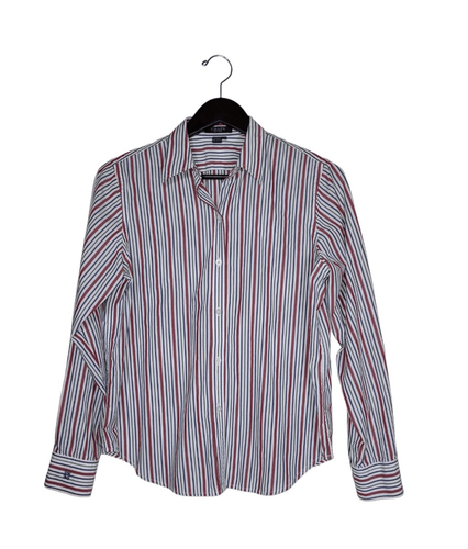 Chaps Women's Long Sleeves Button Up Striped Cotton Shirt Size M