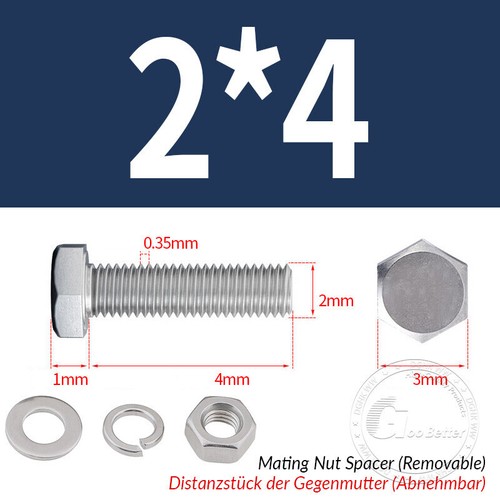 Set viti esagonali M2 - M24 acciaio inox A2 DIN 933 con rondelle dado - Foto 3 di 251