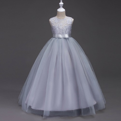 Lace Flower Girls Long Dress Wedding Party Bridesmaid Princess Pageant Dresses - Picture 3 of 27