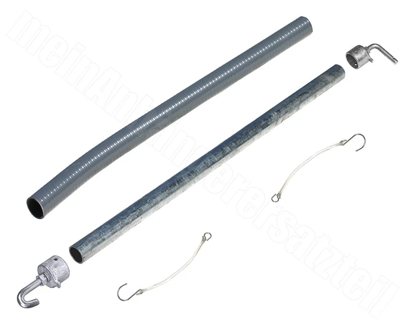 Komplettset Bruststange + Zubehör Bruststangenset für Pferdeanhänger (grau)