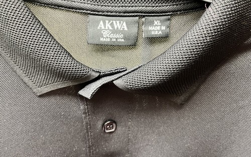 AKWA Classic Mens Black Long Sleeve Polo Golf Shirt Size X-Large Made in USA New - Picture 3 of 7