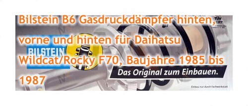 Amortiguador trasero Bilstein B6 delantero, trasero para Daihatsu Wildcat/Rocky F70 1985-87 - Imagen 3 de 3