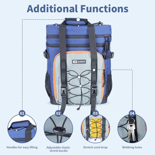 Multifunctional Cooler Backpack Insulated 40Can Double Deck Leakproof Picnic Box - Picture 7 of 12