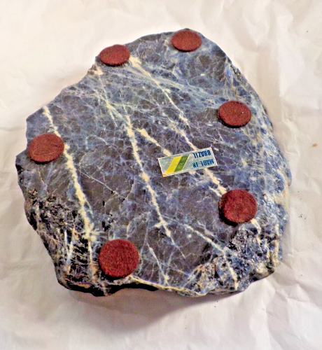 Vintage BRAZIL BLUE AGATE Geo Stone Ashtray Trinket Dish 6-1/2" x 6"- - Picture 14 of 14