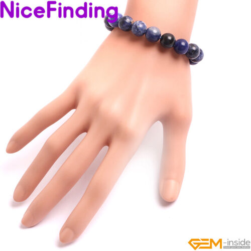 Pulsera Joyería Elástica con Cuentas Piedras Preciosas Sodalita Azul Natural Unisex 6mm 8mm 10 - Imagen 7 de 19