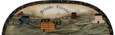 York Primative Style Welcome Friends Arch Scenic Wallpaper Mural HF8548M