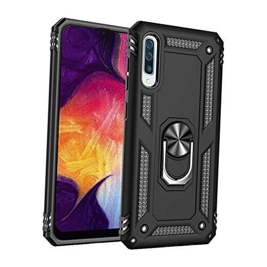 Military Grade Drop Impact for Samsung Galaxy A50 Case 360 Metal Rotating Black