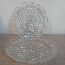 2 Anchor Hocking Wexford Glass Round Divided Serving Dish Relish Tray Clear 8.5"