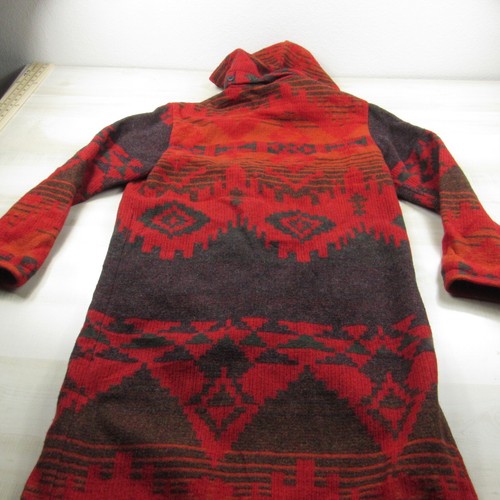 Woolrich Jacket Womens Small Red Southwest Aztec Wool Blanket Trench Coat - 第 11/21 張圖片