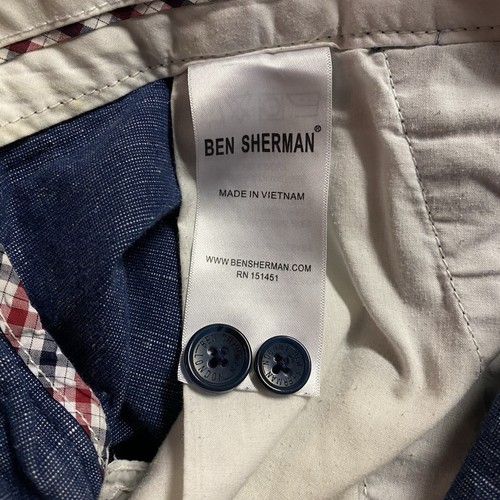 Ben Sherman Shorts Men's Size 34 Linen Cotton Chino Indigo Blue Golf Preppy - Picture 7 of 11