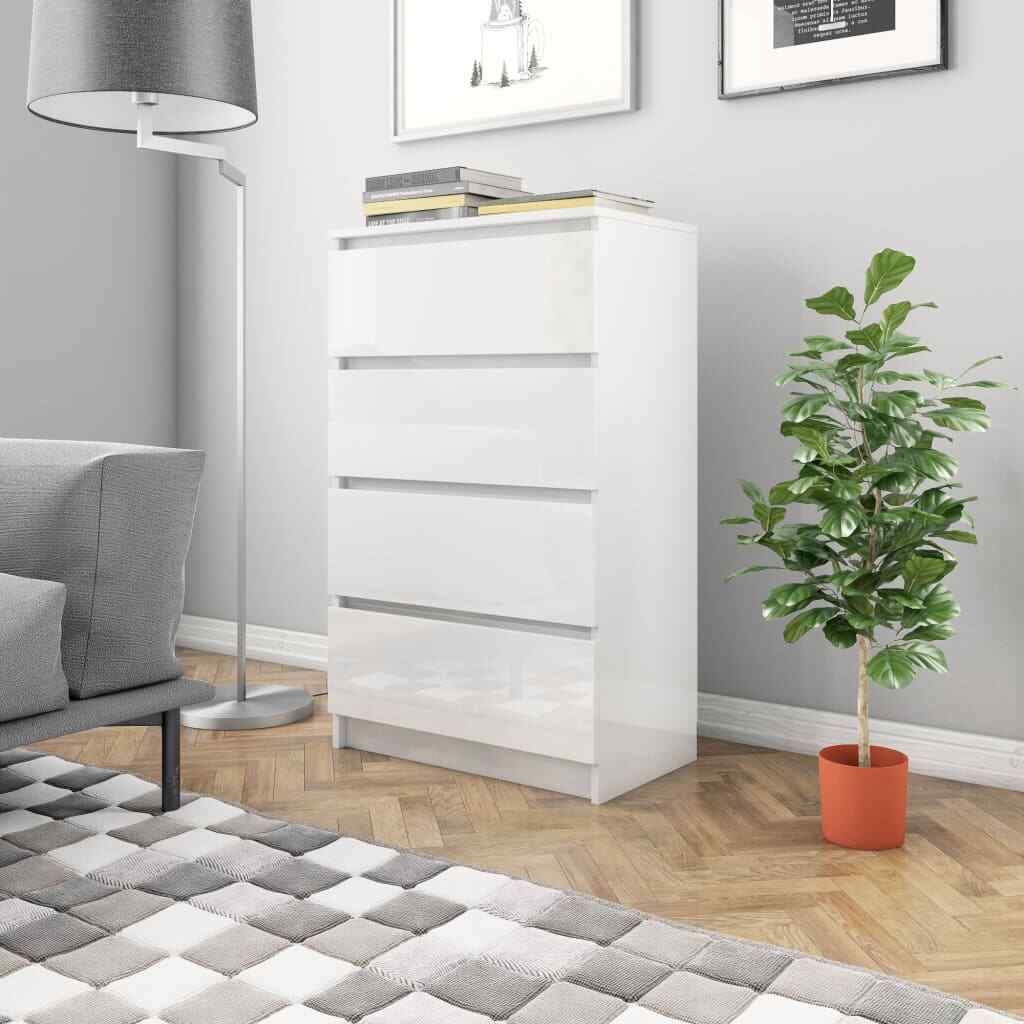 Kommode mit 4 Schubladen Sideboard Schubladenschrank Kleiderschrank Weiß Schwarz