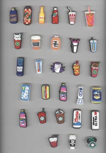 Beverage Themed Shoe Charms Soft Drinks, Coffee, Beer - You Pick - Picture 2 of 78