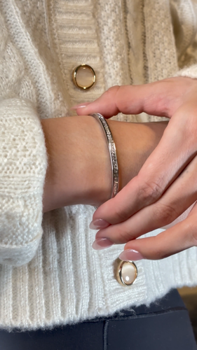 Dainty Sterling Silver Bangle Bracelet โ Classic CZ Bangle โ Stackable Bangle - Video 1 of 1