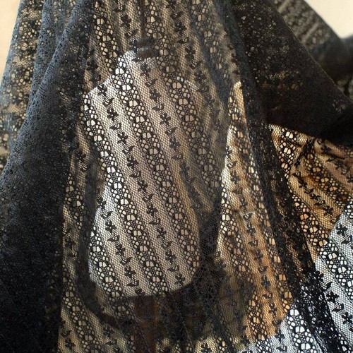 Lace Fabric Striped Embroidery 2 Ways Stretch Fabric Cloth DIY Sold By the Yard - Picture 11 of 12