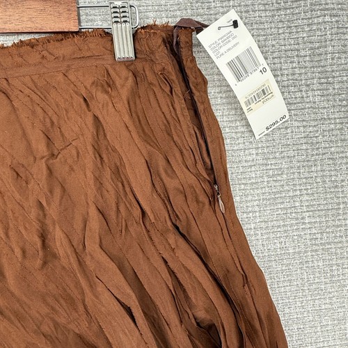 Vtg DKNY Pure Silk Brown Maxi Skirt Chiffon Raw Edge Hem Sz 10 Fairy Capsule Y2K - Picture 5 of 9
