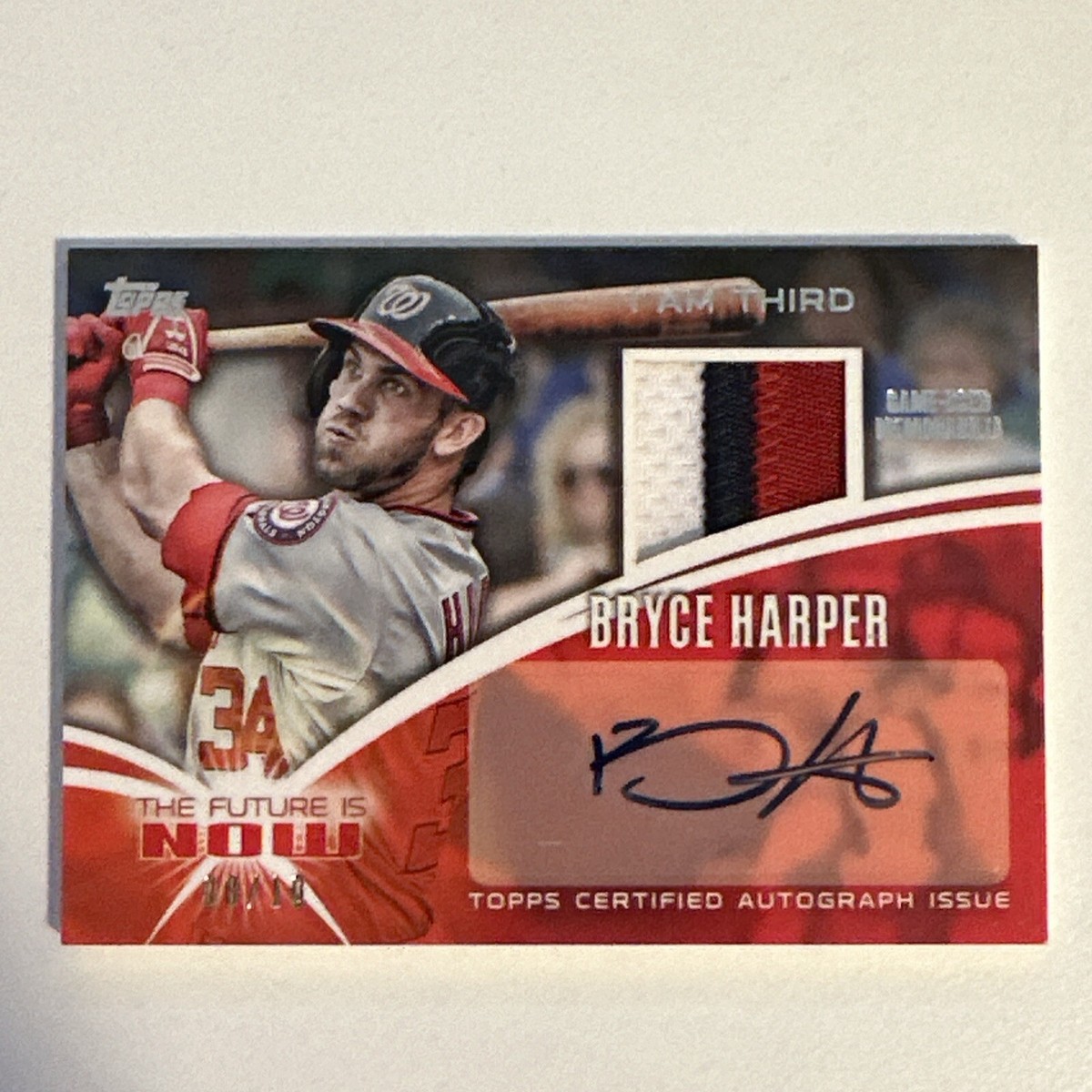 その他 2014 Topps Bryce Harper patch auto 2014 Topps The Future Is Now BRYCE HARPER game used PATCH