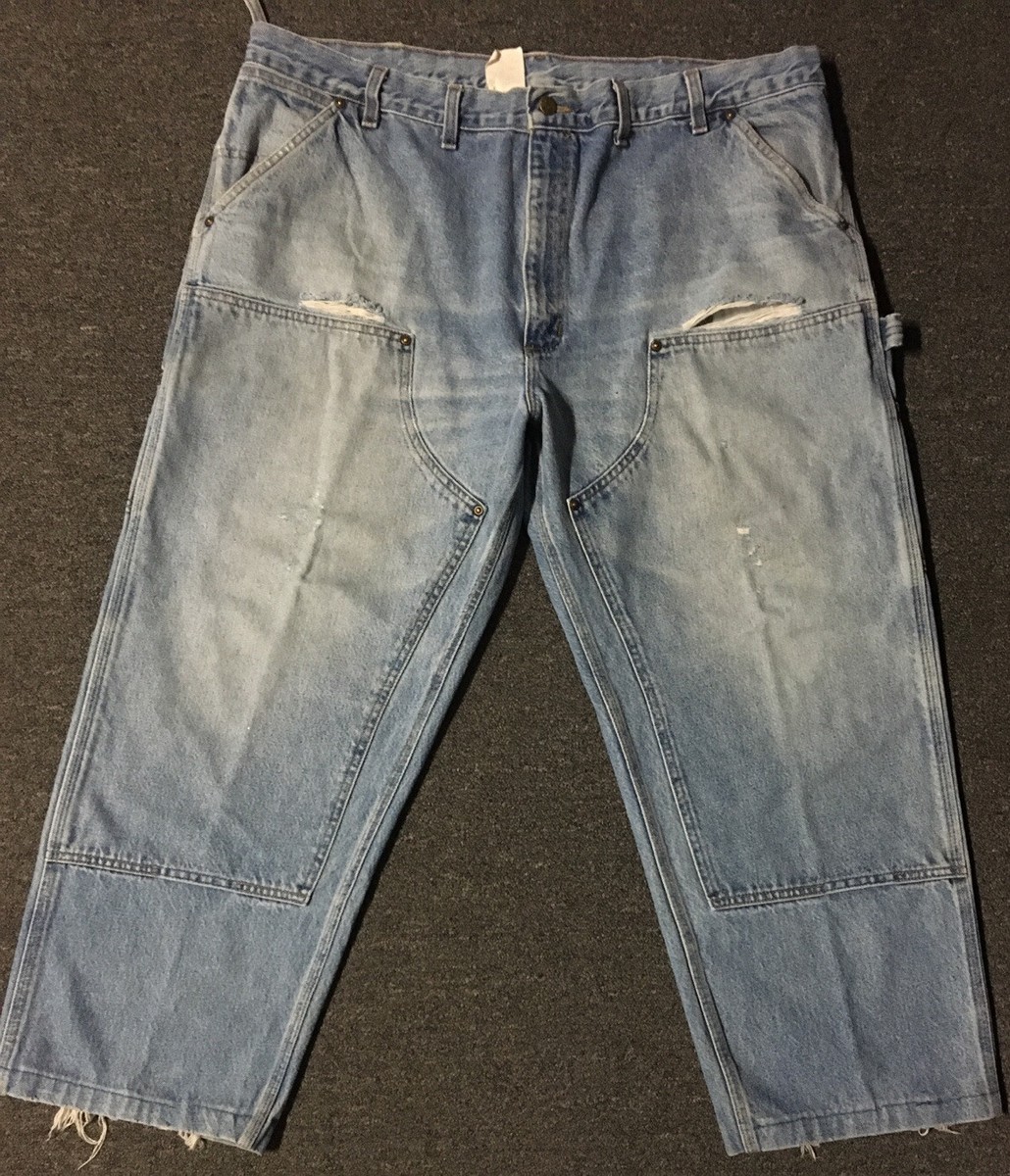 Vtg Carhartt Double Knee Faded Distress Jeans 43 USA Grunge Vtg Carhartt Double Knee Faded Distress Jeans 43 USA Grunge