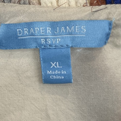 Draper James RSVP Floral Tie Neck Ivory Blue Magnolia Fully Lined Blouse Size XL - Picture 4 of 4