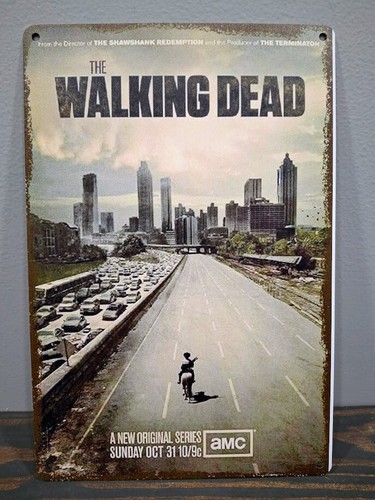 Letrero de metal Walking Dead de 12 x 8 pulgadas
