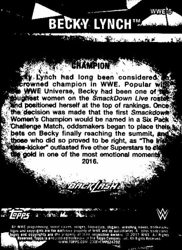 2017 Topps WWE División Femenina - Partidos y Momentos de la WWE #WWE-5 Becky Lynch - Imagen 2 de 2