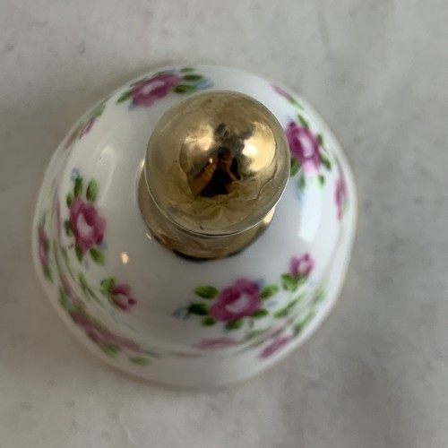 Vintage Enesco Bell with Pink Roses & Gold Accents Japan Ceramic - Picture 7 of 7