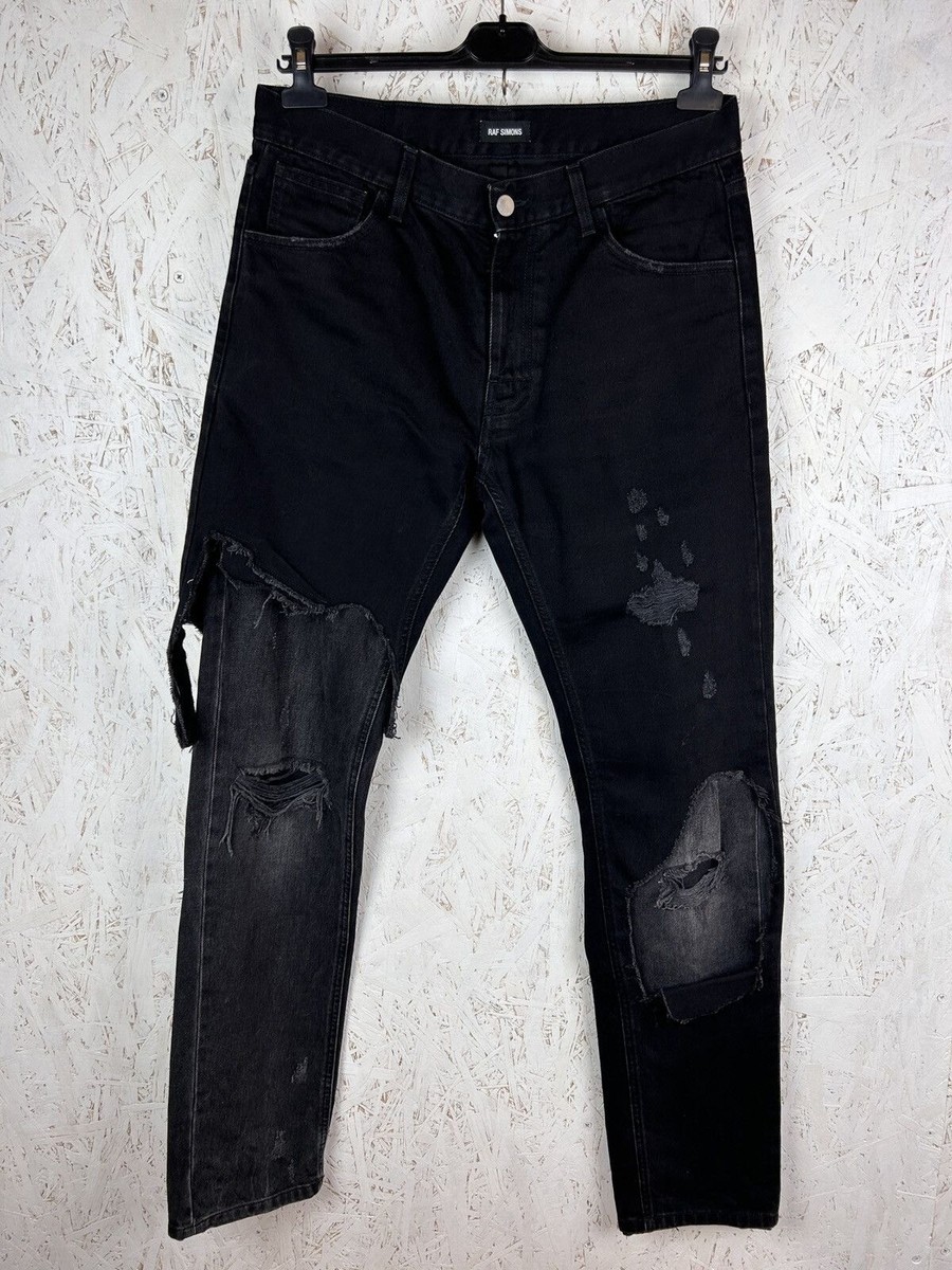 ラフシモンズ Slim fit double destroyed denim RAF SIMONS＞Destroyed double denim | MAKES ONLINE STORE
