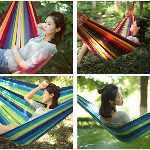 1PCS Portable Double Hammock Thick Canvas Outdoor Camping Garden Swing Hanging - Picture 8 of 14