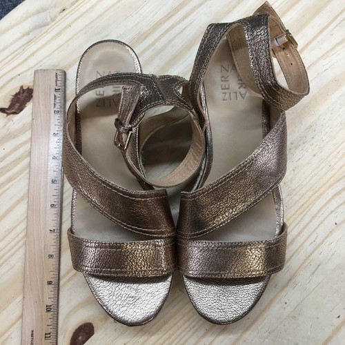 Naturalizer Sandals Womens 8.5 W Ursa Espadrille Gold Leather Buckle Metallic - Picture 6 of 16
